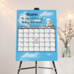 Lamb on Calendar with Clouds Foam Board<br><div class="desc">Cute lamb sitting on a calendar for guessing the arrival date of the new baby.
Month text and numbers on the calendar can be moved around.</div>