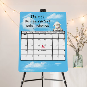 Lamb on Calendar with Clouds Foam Board