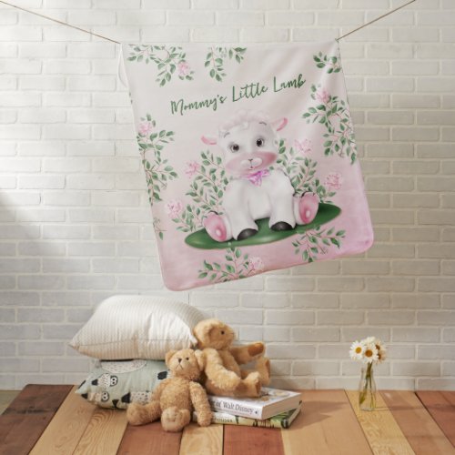 Lamb Pink Floral Baby Blanket