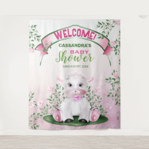 Lamb Pink Floral Baby Shower Backdrop
