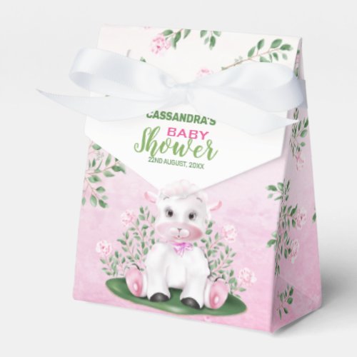 Lamb Pink Floral Baby Shower Favor Boxes