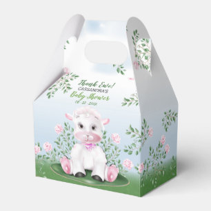 Lamb Pink Floral Baby Shower Favor Boxes