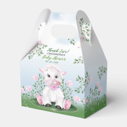 Lamb Pink Floral Baby Shower Favor Boxes