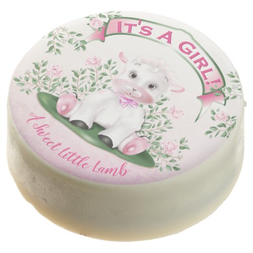 Lamb Pink Floral Girl Gender Reveal Chocolate Covered Oreo