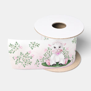 Lamb Pink Rose Floral Satin Ribbon