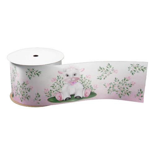 Lamb Pink Rose Floral Satin Ribbon