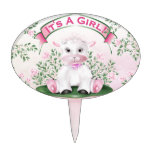 Lamb Pink Roses Baby Shower Cake Topper