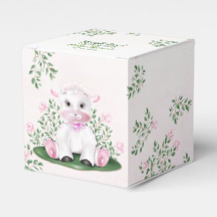 Lamb Pink Roses Floral Baby Shower Favor Boxes