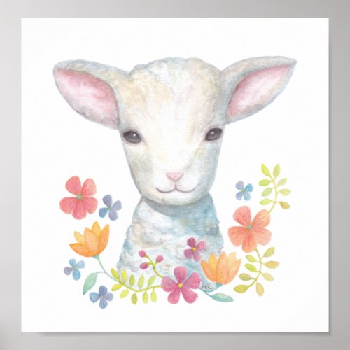 Lamb Poster Cute Baby Sheep Nursery Wall Art print
