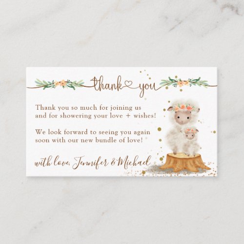 Lamb Sheep Baby Shower New Mommy Thank You Enclosure Card