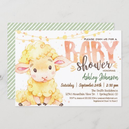 Lamb  Sheep Farm Baby Shower invitation