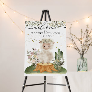 Lamb Sheep Floral Welcome to baby shower Sign