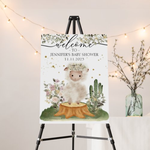 Lamb Sheep Floral Welcome to baby shower Sign
