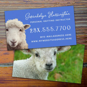 Lamb Sheep Knitting Instructor Business Card by pamdicar at Zazzle