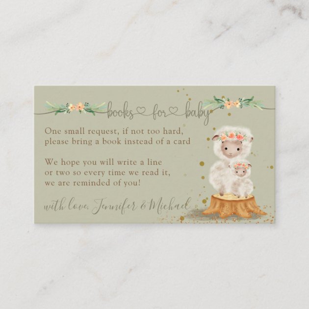 Lamb Sheep New Mommy Books Baby Enclosure Card