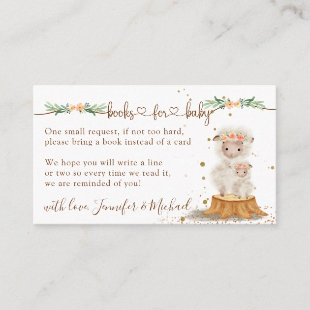 Lamb Sheep New Mommy Books for Baby Enclosure Card