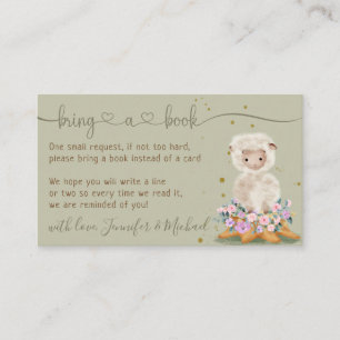 Lamb Sheep sage green Bring a book Enclosure Card