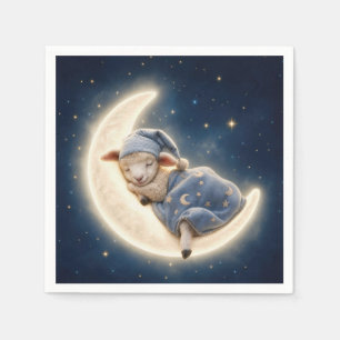 Lamb Sleeping on a Crescent Moon Napkins