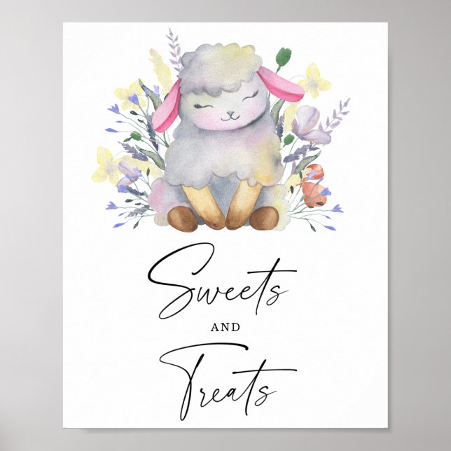 Lamb - sweets and treats baby shower poster (Front)