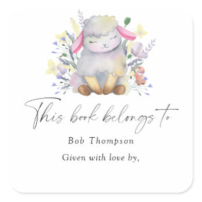 Lamb - this book belongs to square sticker