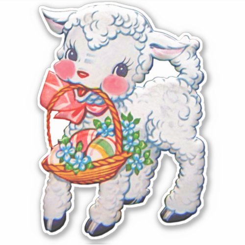 Lamb With Basket Vinyl Sticker