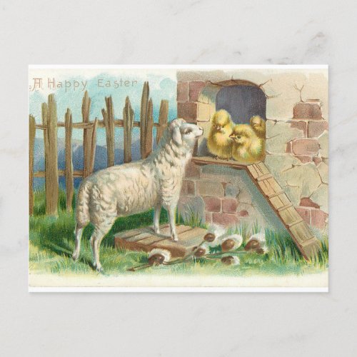 Lamb With Chicks Holiday Postcard