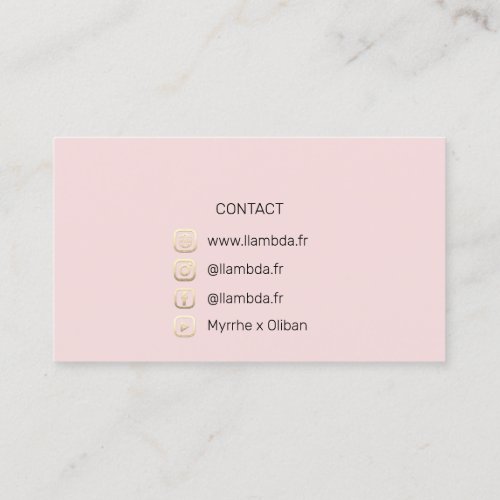 Lambda  Minimal Social Media Logo Gold Pink Business Card