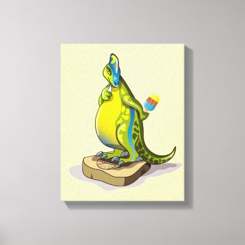 Lambeosaurus Standing On A Weight Scale Canvas Print