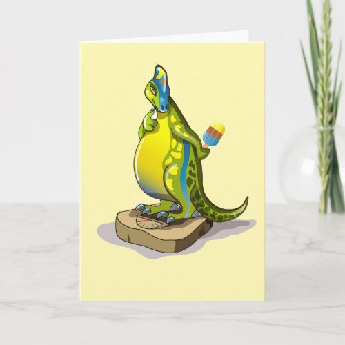 Lambeosaurus Standing On A Weight Scale Card