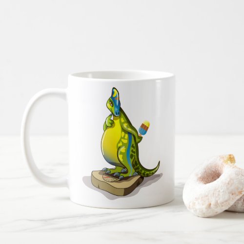 Lambeosaurus Standing On A Weight Scale Coffee Mug