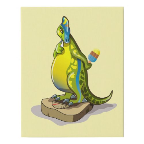 Lambeosaurus Standing On A Weight Scale Faux Canvas Print