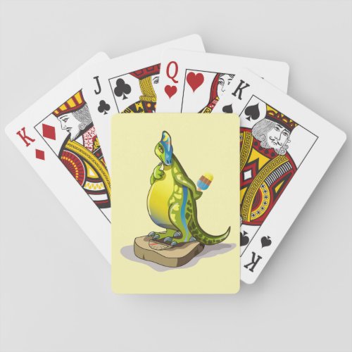 Lambeosaurus Standing On A Weight Scale Playing Cards