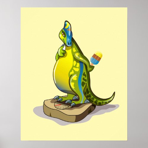 Lambeosaurus Standing On A Weight Scale Poster