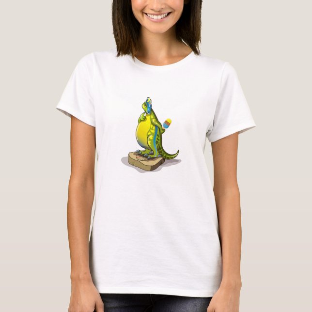 Lambeosaurus Standing On A Weight Scale. T-Shirt (Front)