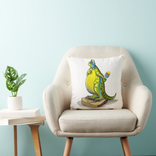 Lambeosaurus Standing On A Weight Scale Throw Pillow