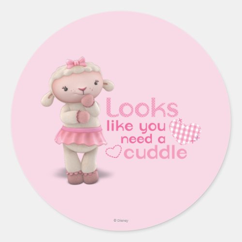 Lambie _ Looks Like You Need a Cuddle Classic Round Sticker
