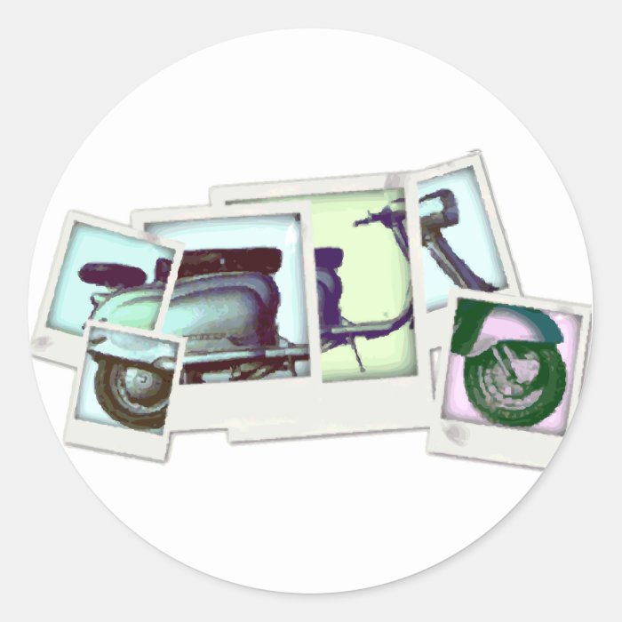 lambretta photo montage round stickers