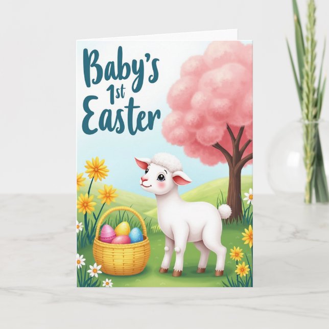 Lambs First Easter Greeting Card (Front)