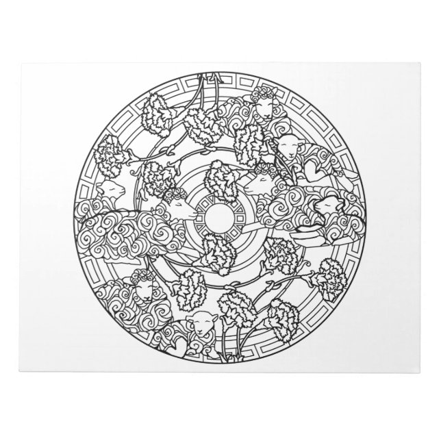 Lambs Sheep Mandala Coloring Book Pad (Front)