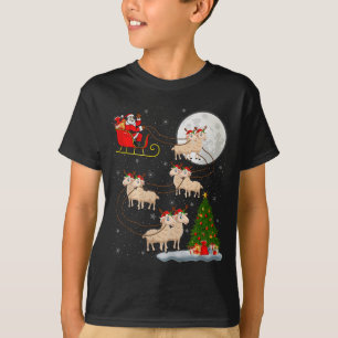 Lambs Sheep Santa Sleigh Flying Funny Magical Chri T-Shirt