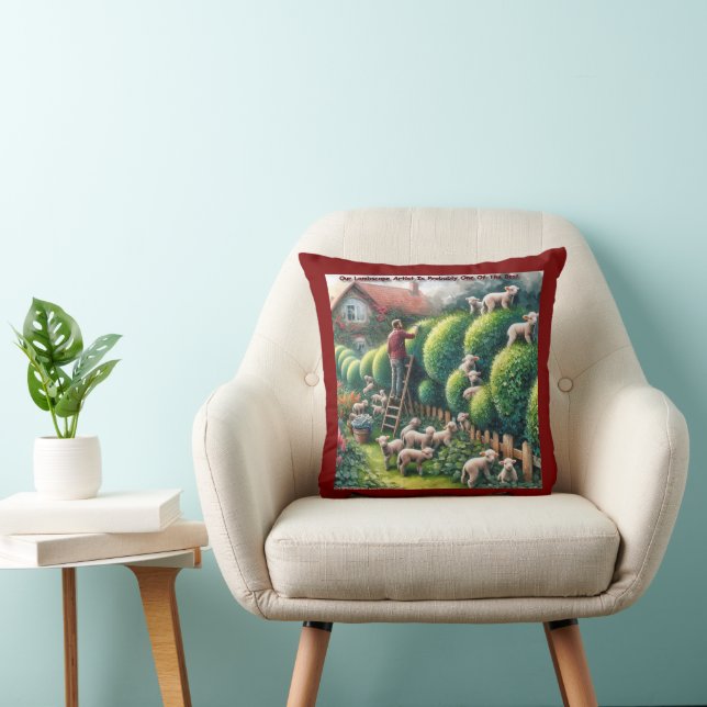 Lambscape Artist: Topiary Gone Woolly Throw Pillow (Chair)