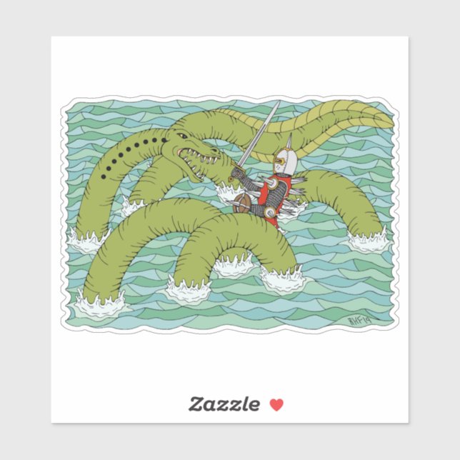 Lambton Worm and Knight Sticker (Sheet)
