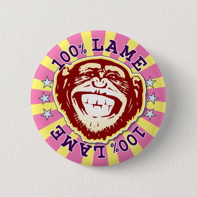 Lame 100% Funny Funky Monkey Badge Button (Front)
