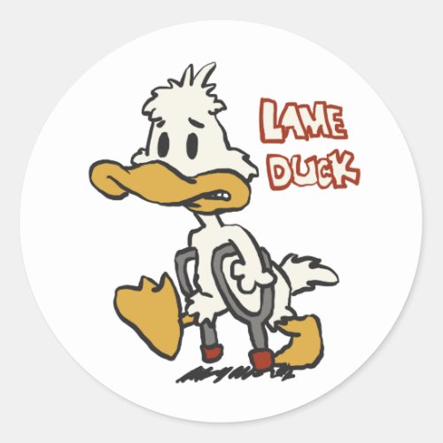 Lame duck cartoon  choose background color classic round sticker