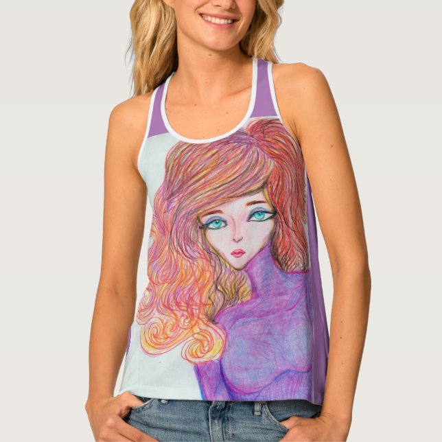 Lament 3 faux canvas print tank top (Front)