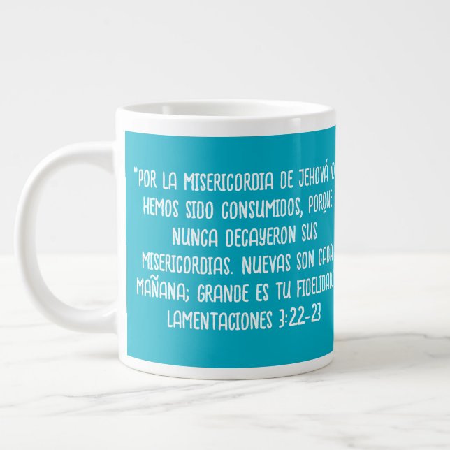 Lamentaciones 3:22-23 giant coffee mug (Left)