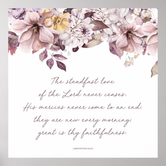 Lamentations 3:22-23, Bible Verse Print (Front)