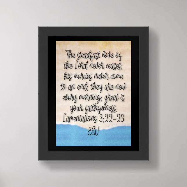 Lamentations 3:22-23 Christian Bible Verse Image Framed Art (Framed Front)