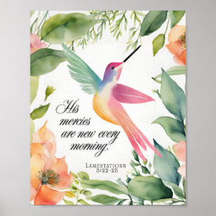 Lamentations 3:22-23 Hummingbird Christian Poster