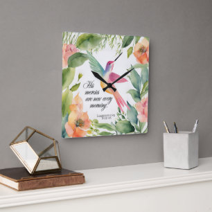 Lamentations 3:22-23 Hummingbird Christian Square Wall Clock